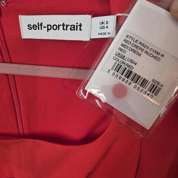 Self-Portrait Red Crepe Midi Dress - Picture 5 of 6